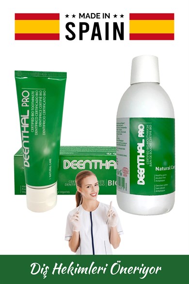 Deenthal Pro Vegan Alkolsüz Diş Bakım Seti 75ml Diş Macunu + 500ml Ağız Çalkalama Suyu Ferahlatıcı Doğal Set