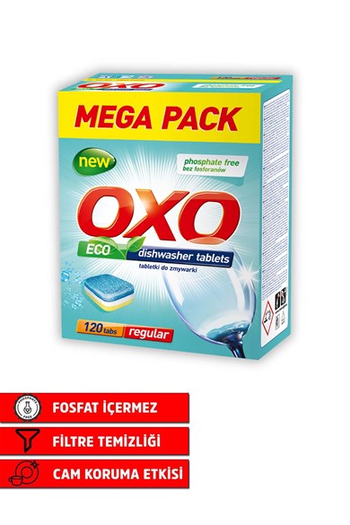 Oxo 120 Adet Bulaşık Makinesi Tableti Mega Paket Deterjan Hepsi Bir Arada