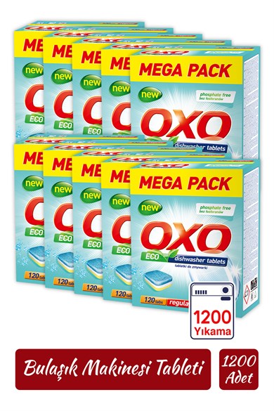 Oxo 1200 Adet Bulaşık Makinesi Tableti Mega Paket Deterjan Hepsi Bir Arada (120x10)